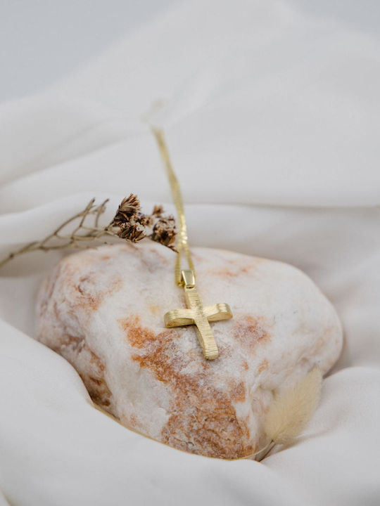 Themelidis Jewels Ανδρικός Χρυσός Σταυρός 14Κ Διπλής Όψης με Αλυσίδα