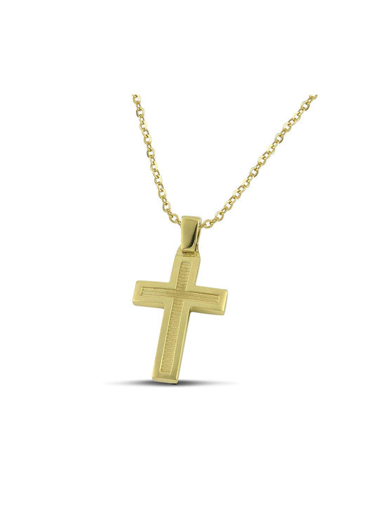 Themelidis Jewels Bărbătesc Aur Cruce 14K Față și spate