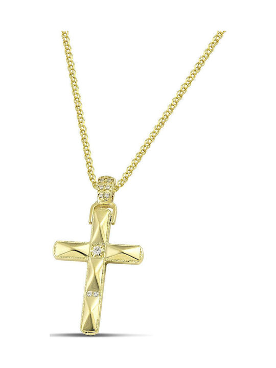 Themelidis Jewels Γυναικείος Χρυσός Σταυρός 14Κ Διπλής Όψης χωρίς Αλυσίδα