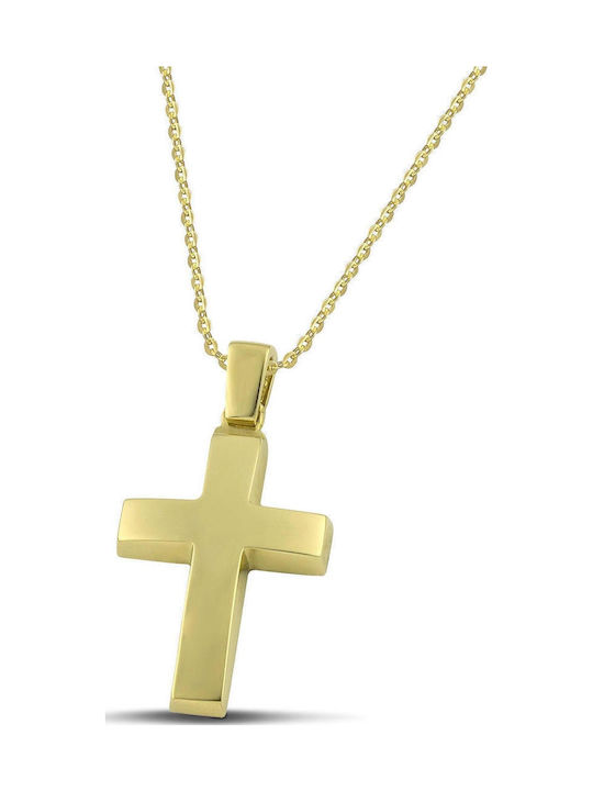 Themelidis Jewels Ανδρικός Χρυσός Σταυρός 14Κ Διπλής Όψης χωρίς Αλυσίδα