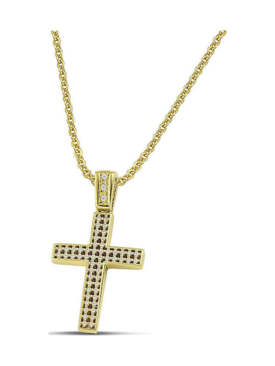 Themelidis Jewels Γυναικείος Χρυσός Σταυρός 14Κ Διπλής Όψης χωρίς Αλυσίδα