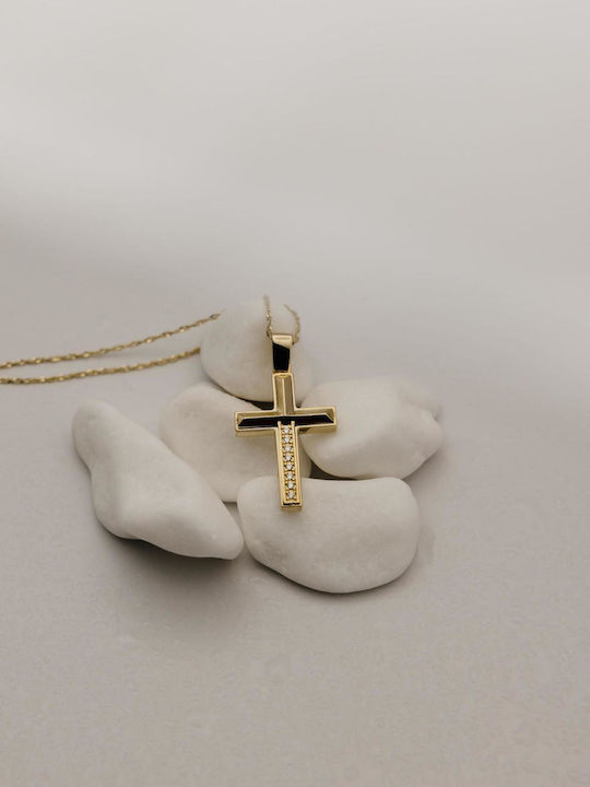 Themelidis Jewels Γυναικείος Χρυσός Σταυρός 14Κ Διπλής Όψης χωρίς Αλυσίδα