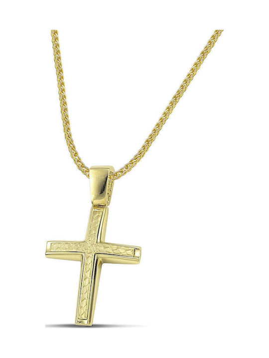 Themelidis Jewels Ανδρικός Χρυσός Σταυρός 14Κ Διπλής Όψης χωρίς Αλυσίδα