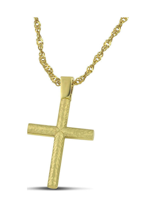 Themelidis Jewels Ανδρικός Χρυσός Σταυρός 14Κ Διπλής Όψης χωρίς Αλυσίδα