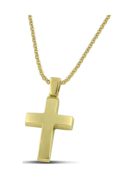 Themelidis Jewels Ανδρικός Χρυσός Σταυρός 14Κ Διπλής Όψης χωρίς Αλυσίδα