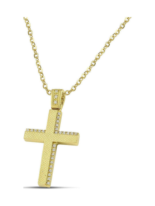 Themelidis Jewels Γυναικείος Χρυσός Σταυρός 14Κ Διπλής Όψης χωρίς Αλυσίδα