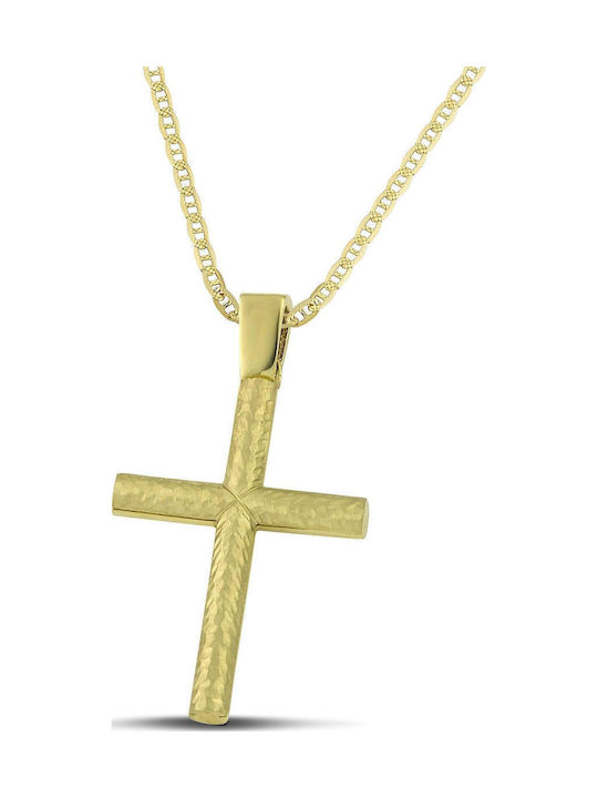 Themelidis Jewels Ανδρικός Χρυσός Σταυρός 14Κ Διπλής Όψης χωρίς Αλυσίδα