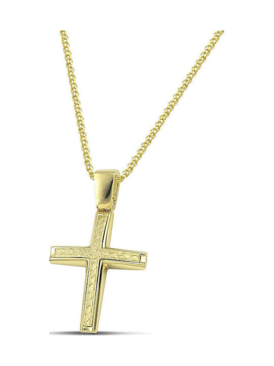 Themelidis Jewels Ανδρικός Χρυσός Σταυρός 14Κ Διπλής Όψης χωρίς Αλυσίδα