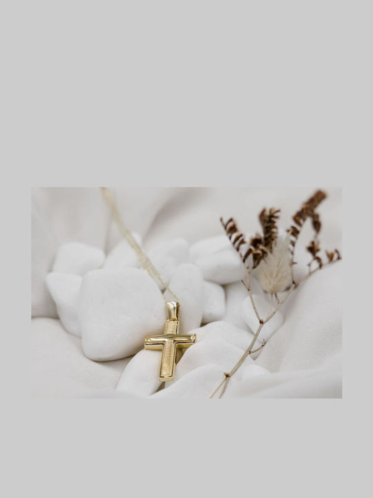 Themelidis Jewels Ανδρικός Χρυσός Σταυρός 14Κ Διπλής Όψης με Αλυσίδα