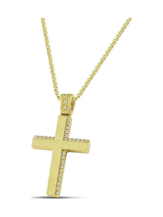 Themelidis Jewels Γυναικείος Χρυσός Σταυρός 14Κ Διπλής Όψης χωρίς Αλυσίδα