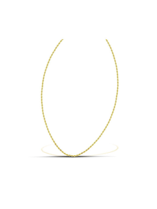 Themelidis Jewels Silver Chain Neck Spiral Gold-plated Thin Thickness 1.5mm and Length 45cm