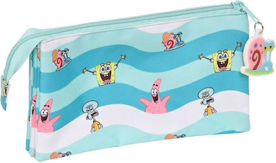 Spongebob Stay Positive Pencil Case with 3 Compartments Blue