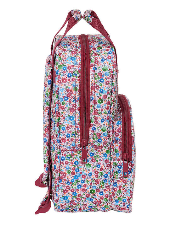 School Bag Nait Nait Flores Coimbra Burgundy 20 X 28 X 8 Cm