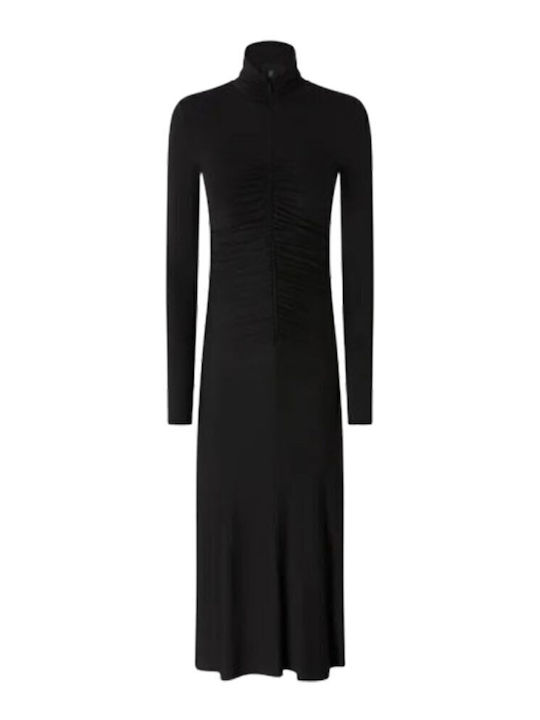 Dimitrova Midi Dress Long Sleeve Nero Limousine