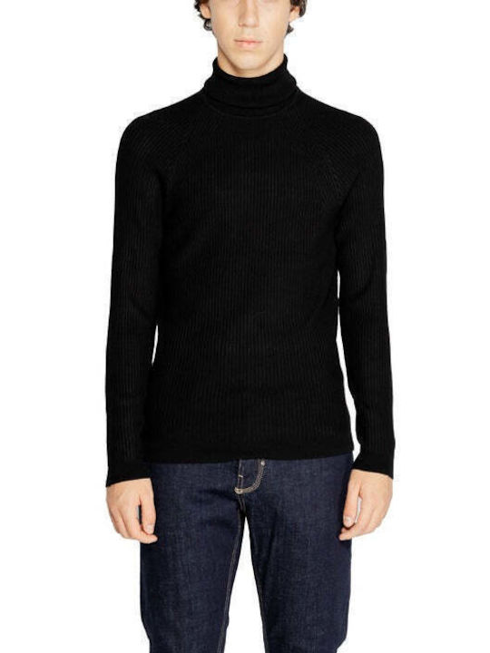 Antony Morato Men's Long Sleeve Blouse Turtleneck Black