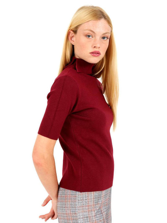 Doca Damen Pullover Rollkragen Bordeaux