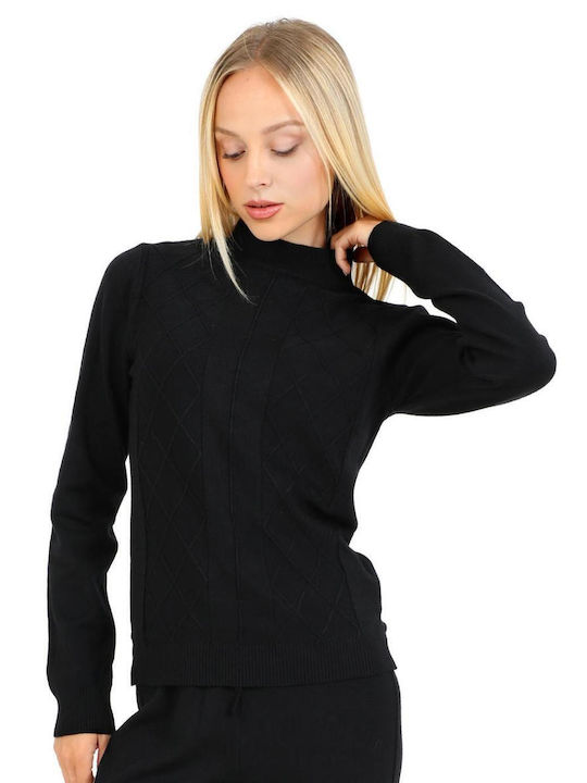 Doca Damen Pullover Rollkragen Black