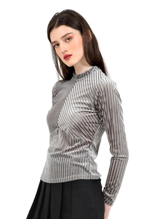 Doca Damen Bluse Samt grey