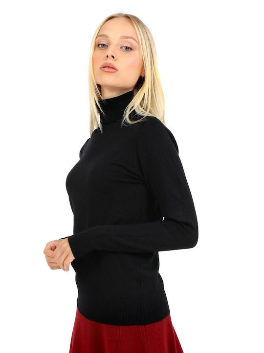 Doca Damen Langarm Pullover Rollkragen Black