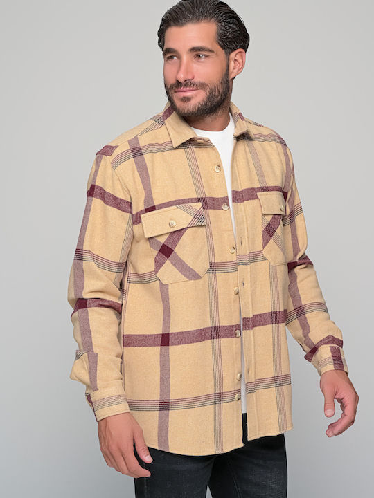 Ben Tailor Men's Shirt Long Sleeve Flannel Beige