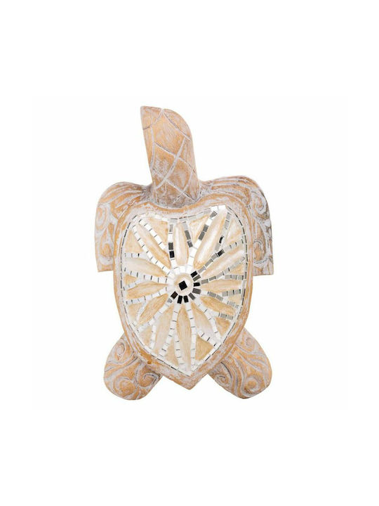 Decorative Figure Alexandra House Living White Natural Wood Glass Turtle 8 X 20 X 31 Cm