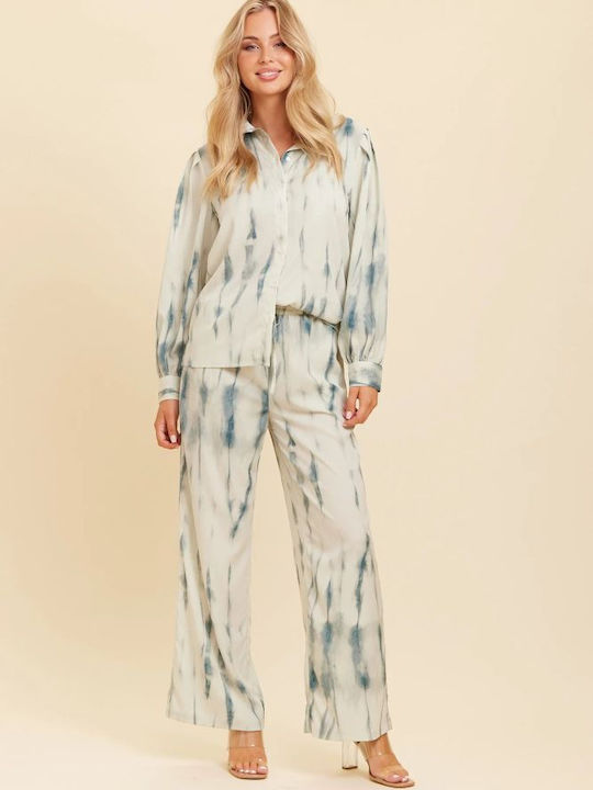 Rut & Circle Women's Blue Set with Trousers in Loose Fit