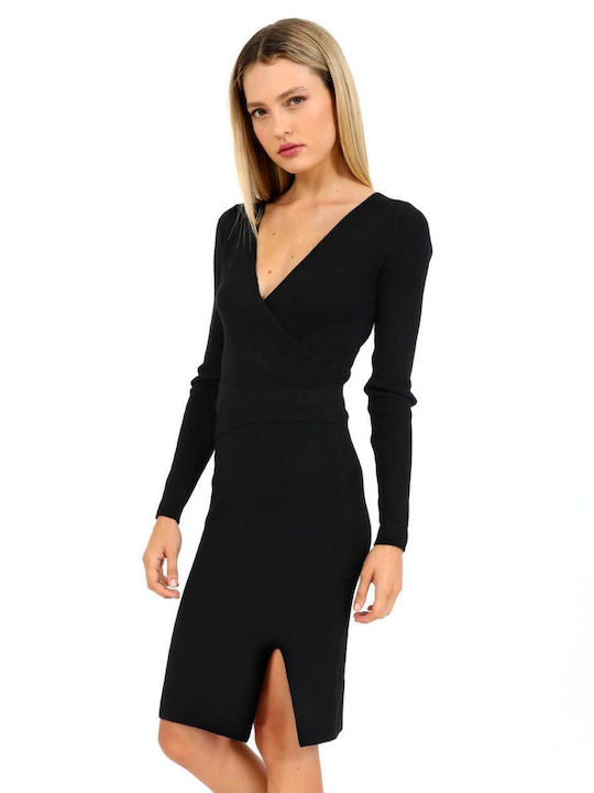 Doca Midi Kleid Wickel Black