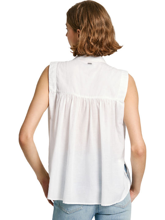 Mina Langärmelig Damen Hemd Mousse White