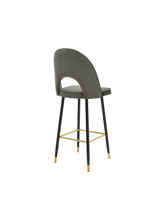 Stool Bar with Backrest Metallic Casenio Anthracite Velvet-black Leg 48x50x117cm