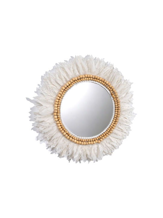 Romimex Wall Mirror with White Frame Diameter 60cm 1pcs