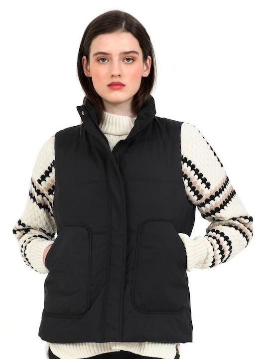 Doca Kurz Damen Ärmellos Puffer Jacke für Winter BLACK