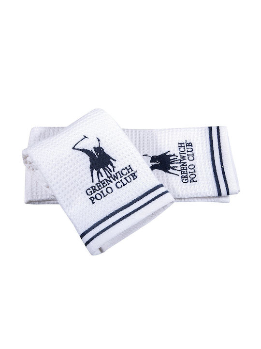 Greenwich Polo Club Towel made of 100% Cotton in White Color 40x60cm 2pcs