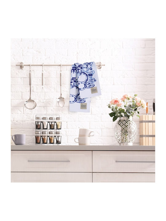 Das Home 0738 Ποτηρόπανο από 100% Βαμβάκι σε Μπλε Χρώμα 40x60cm 2τμχ