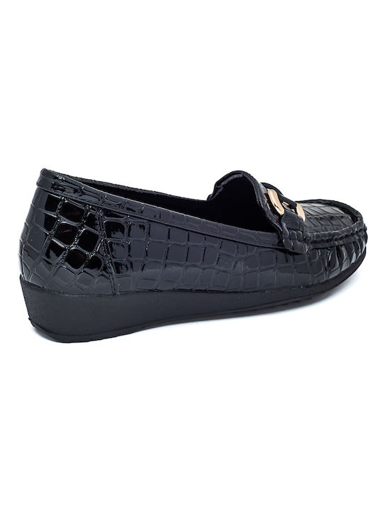 Soft & Flex Patent Leather Women's Moccasins in Black Color