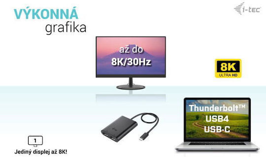 i-tec Μετατροπέας USB-C / Thunderbolt male σε DisplayPort female 1τμχ