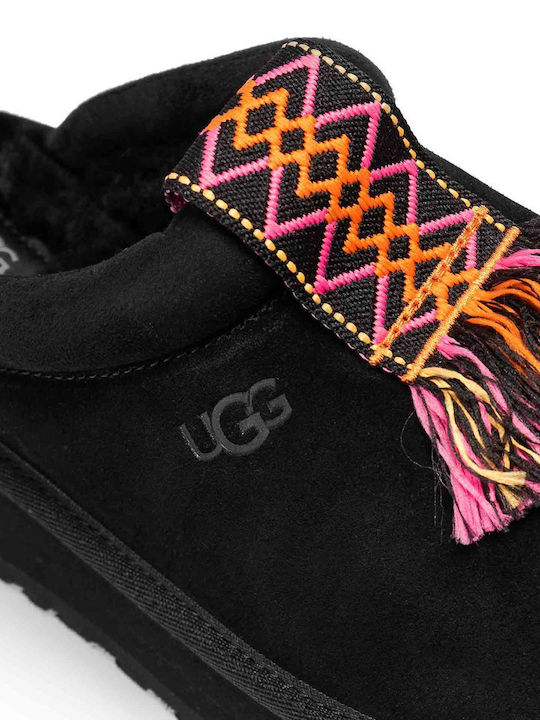 Ugg Australia Tazzle Зимни женски чехли с косъм в Черно цвят