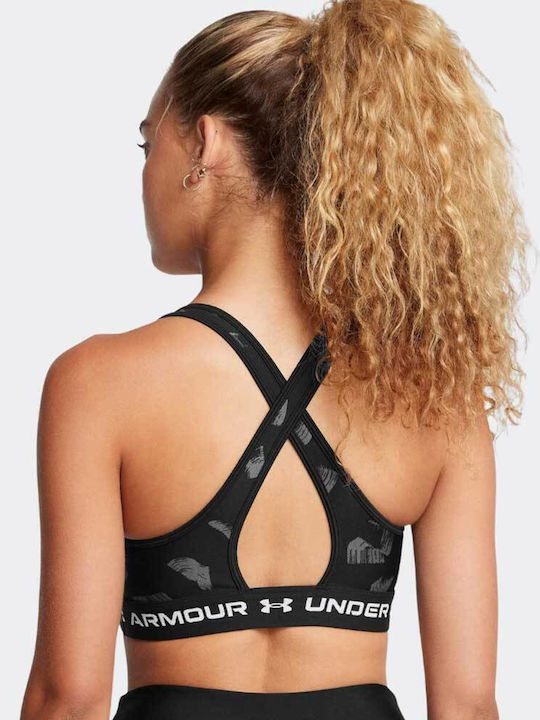 Under Armour Crossback Mid Print Women's Sports Bra without Padding Black Under Armour Crossback Mid Print Women's Sports Bra without Padding Black