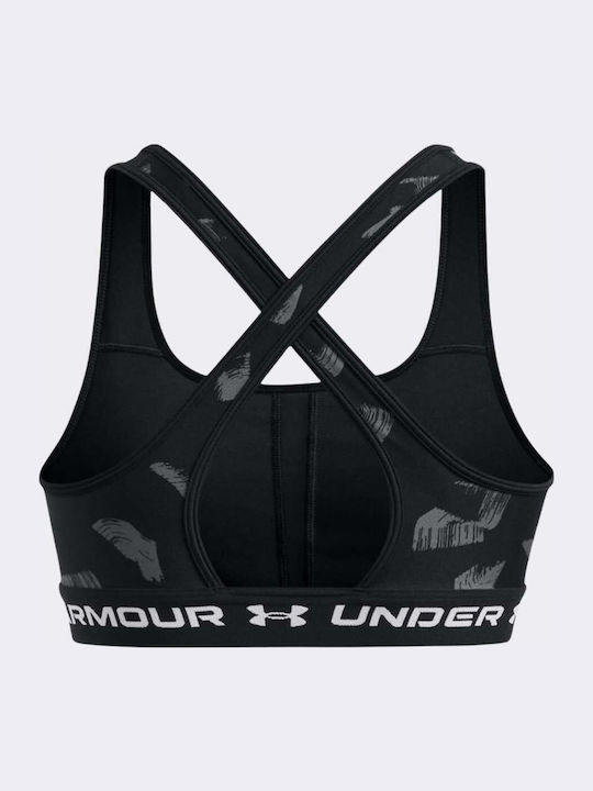 Crossback Mid Print Women's Sports Bra without Padding Black