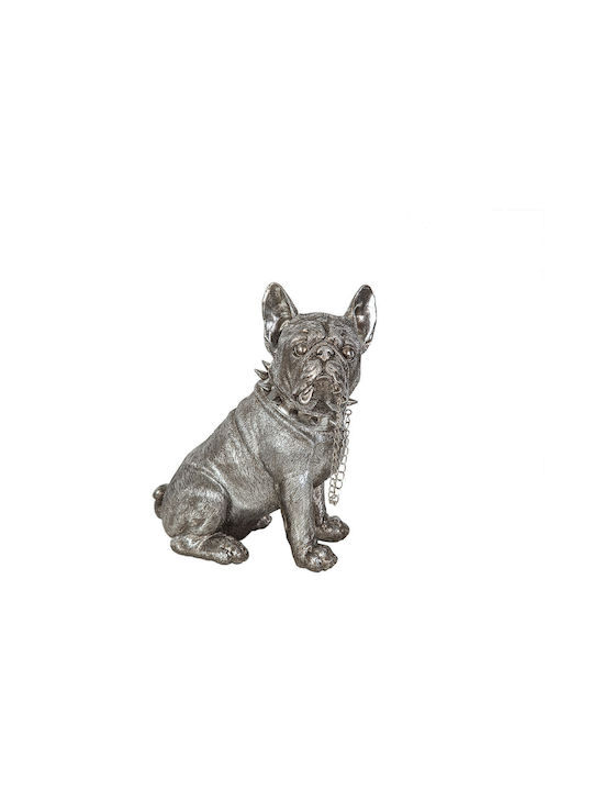 Decorative Figure Romimex Silver Resin Dog 24 X 29 X 17 Cm