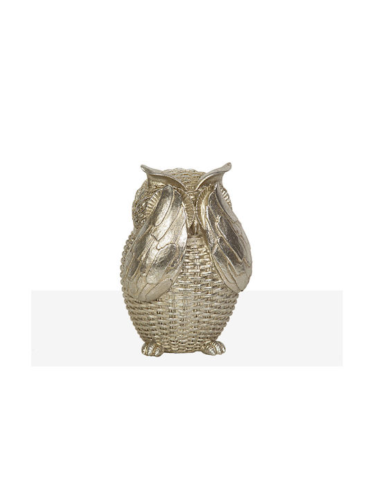 Romimex Decorative Figure Silver Resin Owl 11 X 15 X 10 Cm