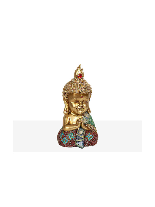 Figurină decorativă Romimex Buddha din rășină aurie 11 X 20 X 10 cm