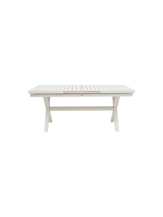 Masa pentru spații exterioare Extensibil Aluminiu cu suprafață din lemn Dagyn Alb 180(+60)x90x76buc