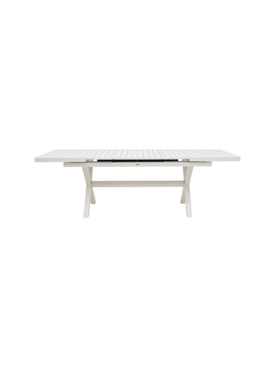 Masa pentru spații exterioare Extensibil Aluminiu cu suprafață din lemn Dagyn Alb 180(+60)x90x76buc