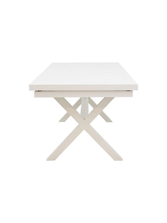 Masa pentru spații exterioare Extensibil Aluminiu cu suprafață din lemn Dagyn Alb 180(+60)x90x76buc