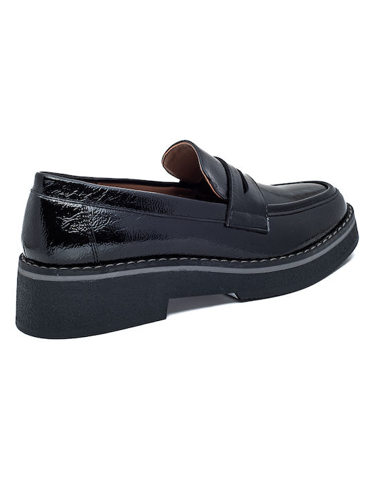 Patent Leather Women's Moccasins in Black Color