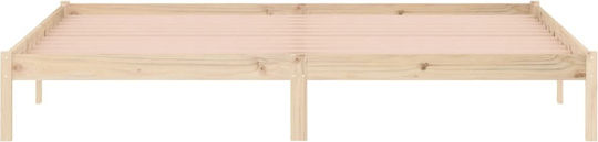 Vidaxl Bed Frame Without Mattress 193x203cm Solid Pine Wood 1 Piece Double Brown