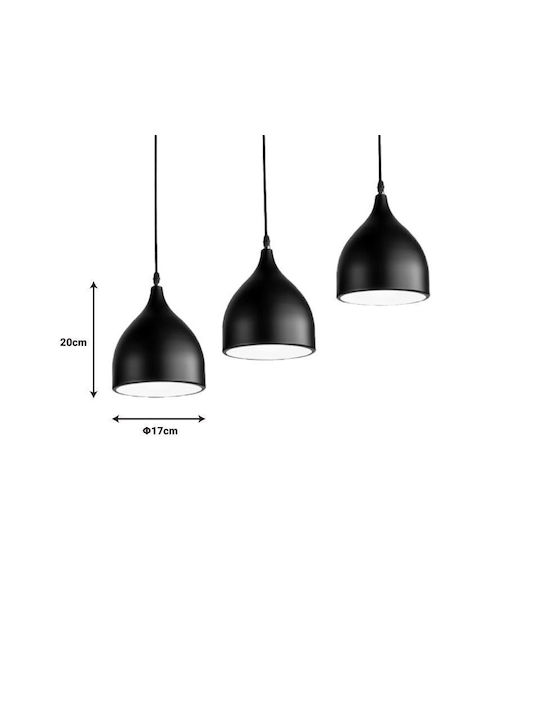 Pakketo Perce Pendant Light Black with Socket E27 50x17x120cm