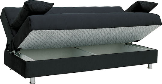 Laura ΙΙ Dreisitzer Sofa Sofa mit Stauraum Schwarz 190x84x86cm