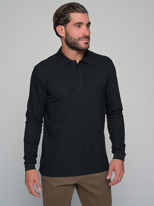 Ben Tailor Men's Long Sleeve Blouse Polo BLACK