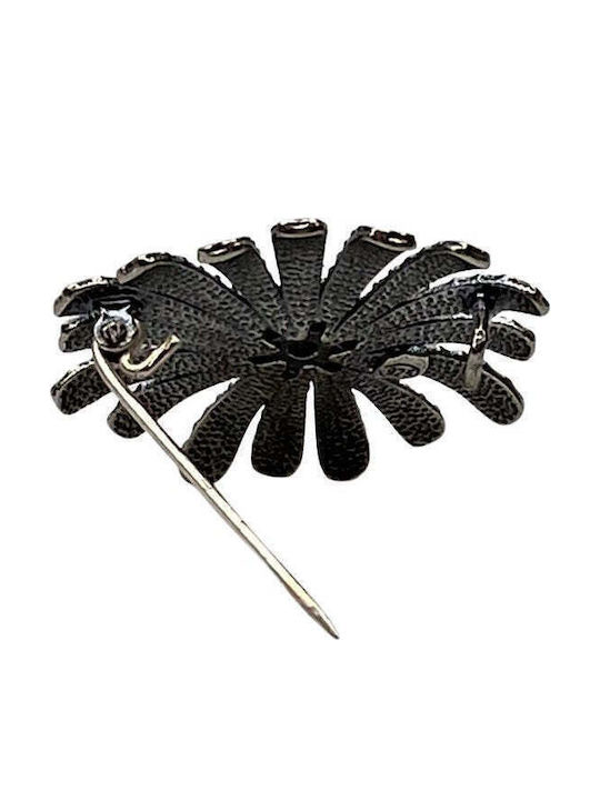 925 Silver Filigree Flower Brooch Stone